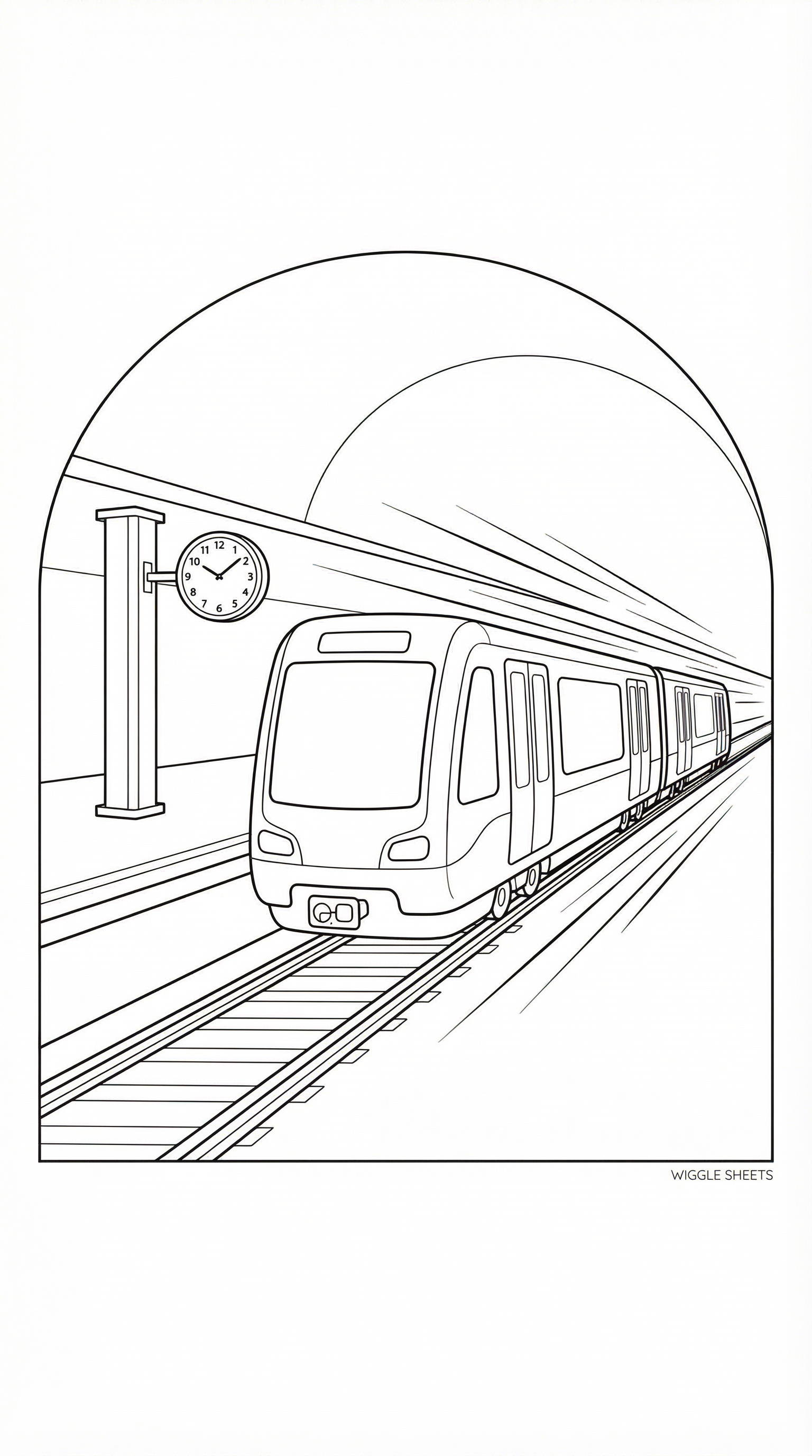 Fast Subway Train Coloring Page
